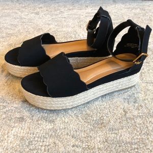 bamboo scallop espadrille platform sandals